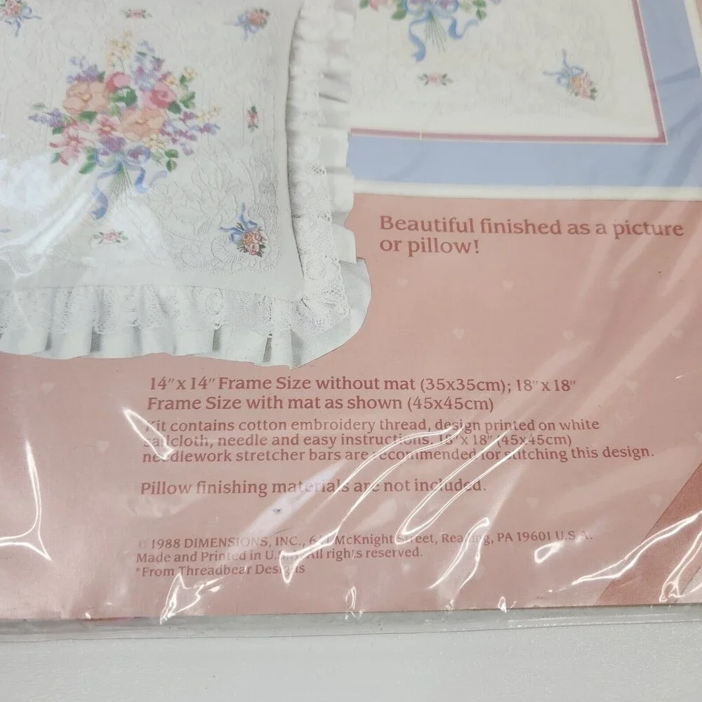 VTG 1988 Dimensions From The Heart Victorian Bouquet Embroidery Kit NOS